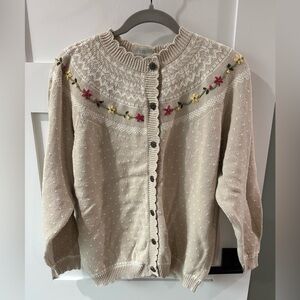 Northern Reflections Cream Beige Embroidered Floral Cardigan